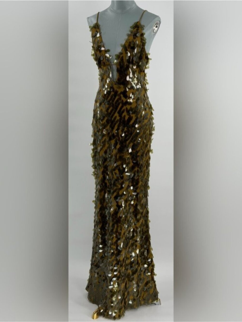 🆕 MISHA COLLECTION 🧿 NWOT Sapphire Sequins Maxi Dress, Olive - Sz M US 6 - Picture 11 of 15